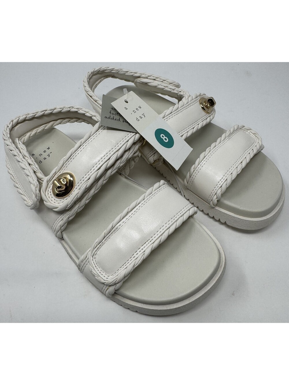 A New Day Women's Tilly Platform Footbed Sandals Off White Comfort Size 8